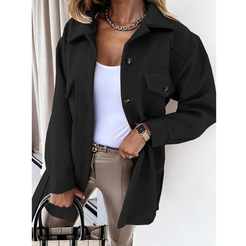 Langer winddichter Wollmantel für Damen – Eleganter blauer Mantel mit normaler Passform für kühle Tage 1