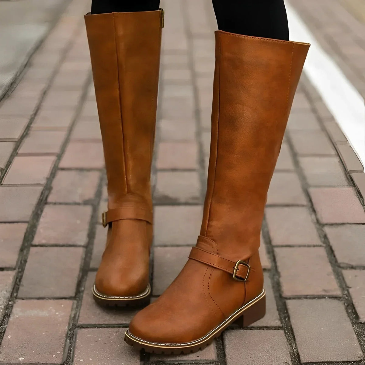 Variant image for Damen-Stiefel, hoch, elegantes Synthetikleder, mit Metallschließe-1