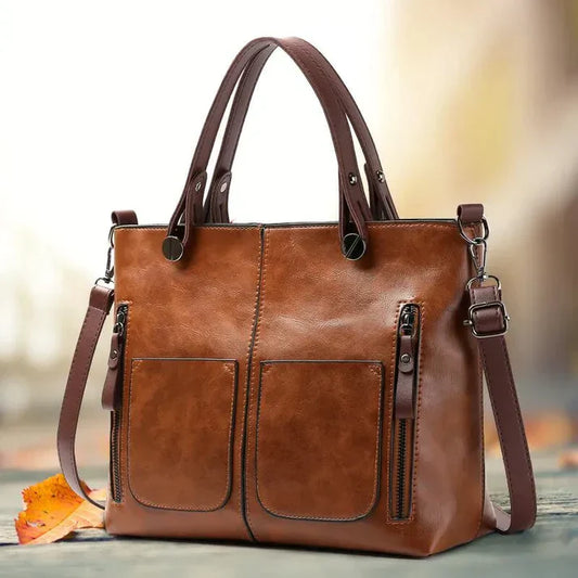 Damen Schultertasche Vintage Leder Schultertasche Leder-1