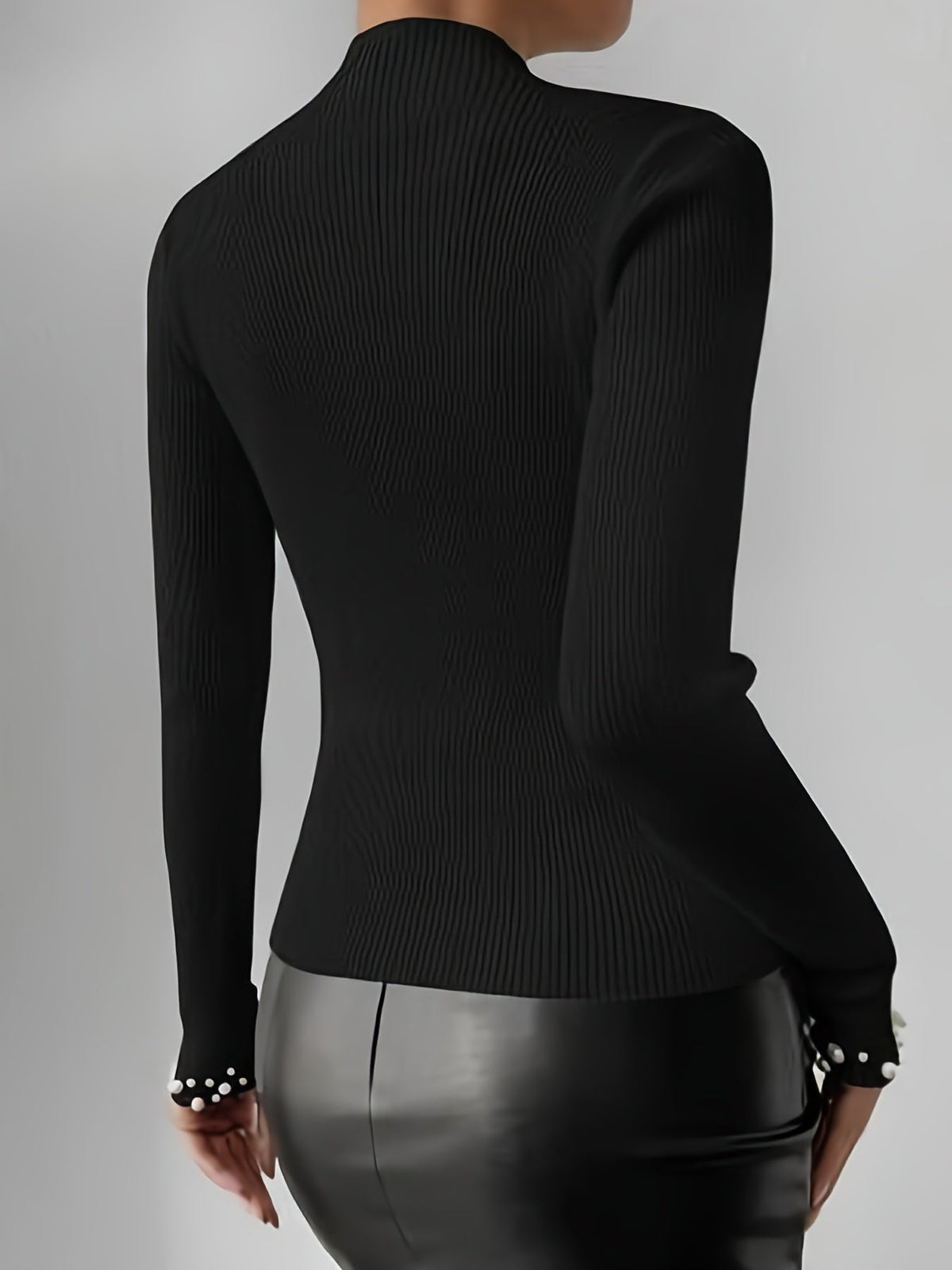 Damen-Strickpullover, hoher Kragen, weich, komfortabel-6
