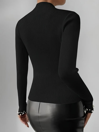 Damen-Strickpullover, hoher Kragen, weich, komfortabel-6