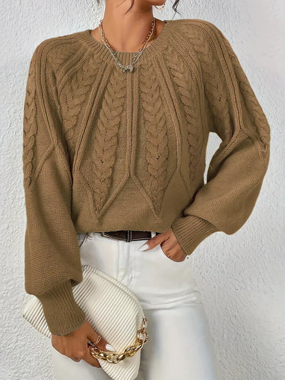 Damen-Zopf-Strickpullover, casual Acryl, elegant-1