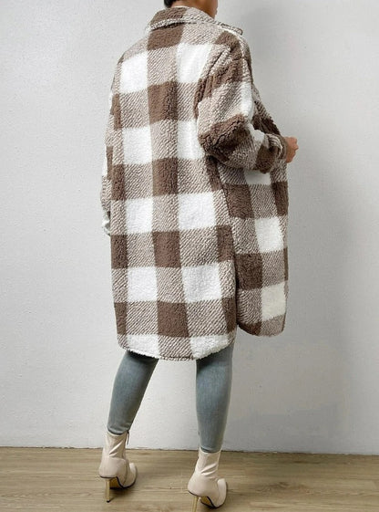 Langer Wintermantel Damen Teddyfell Lässiger Stil mit langen Ärmel 2