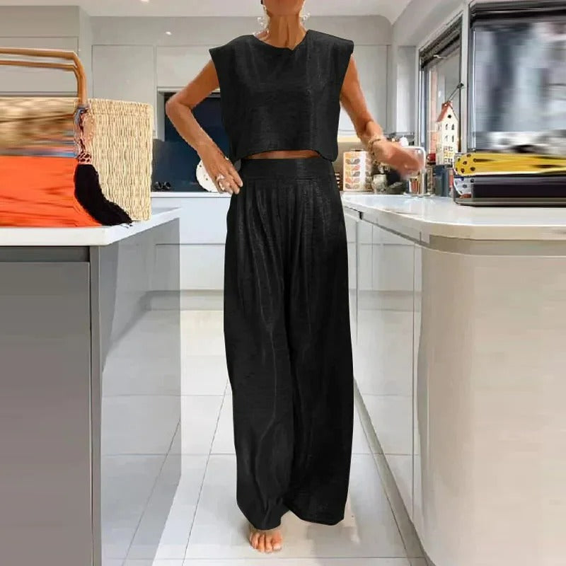 Damen-Set, Top und Hose glänzendes Material-5