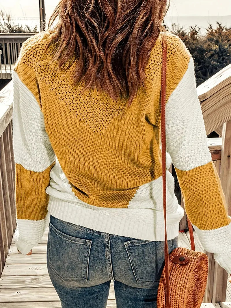 Rosa Strickpullover für Damen mit Pointelle-Muster – locker sitzend, 100% Acryl, perfekt für Herbstmode 4