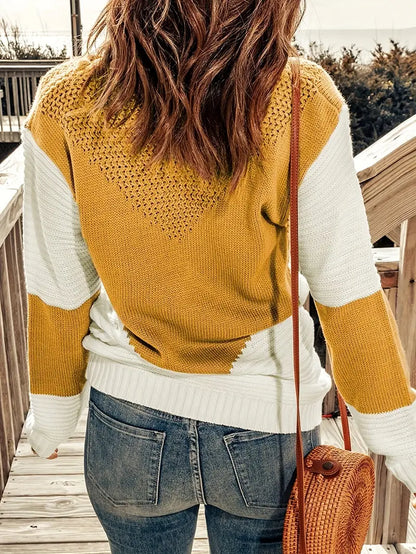 Rosa Strickpullover für Damen mit Pointelle-Muster – locker sitzend, 100% Acryl, perfekt für Herbstmode 4