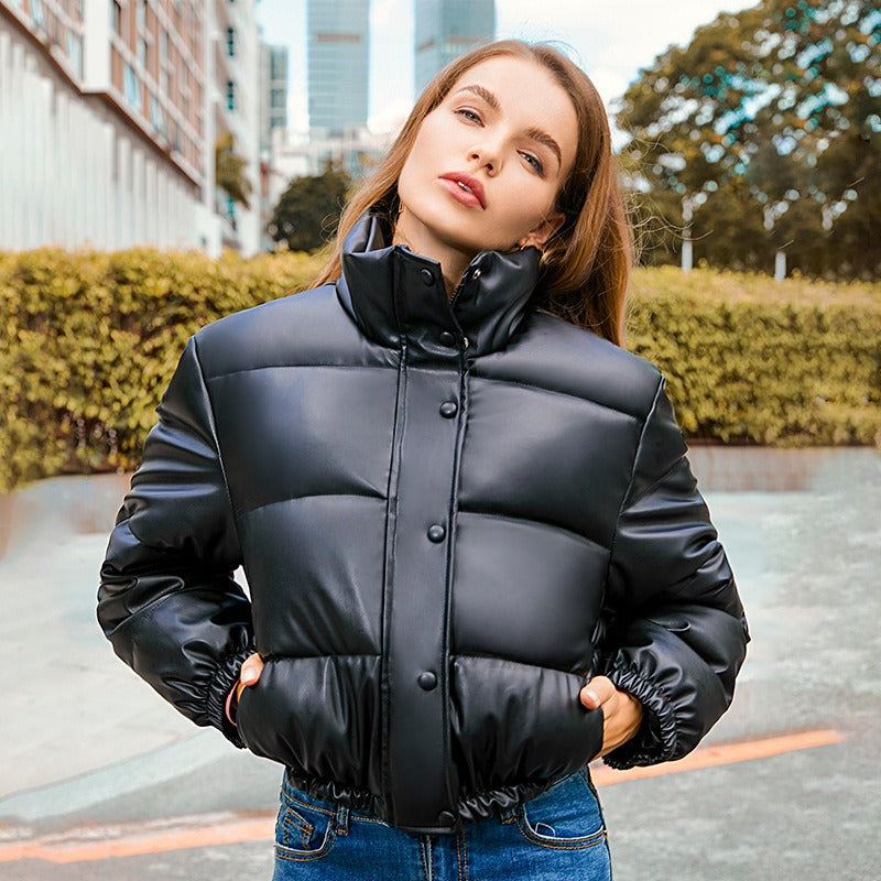 Damen-Kurzjacke, Winter, Baumwollfüllung, trendig, lässige Passform-2