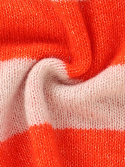 Damen Winterpullover Gestreift Baumwolle Lässig-5