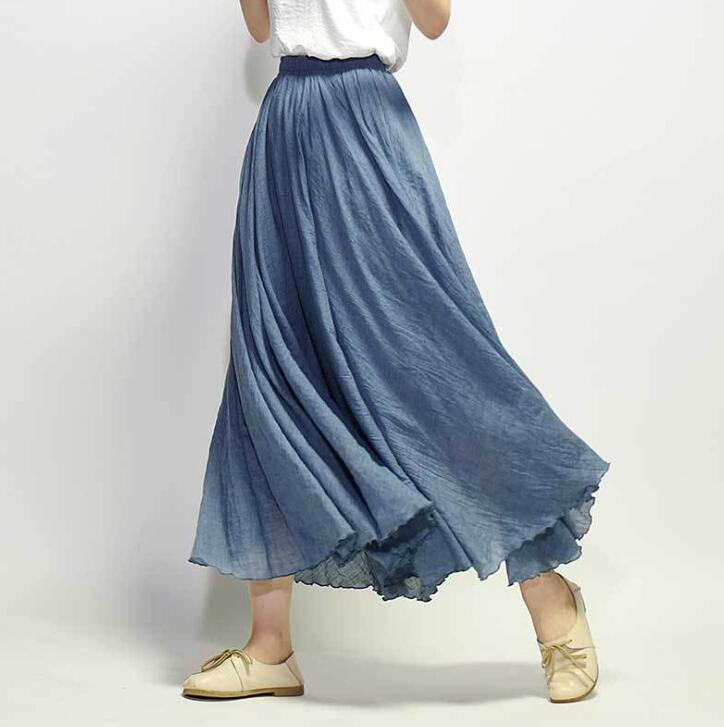 Variant image for Damen-Maxirock, Boho, Hoche Taille, Luftiges Polyester-25