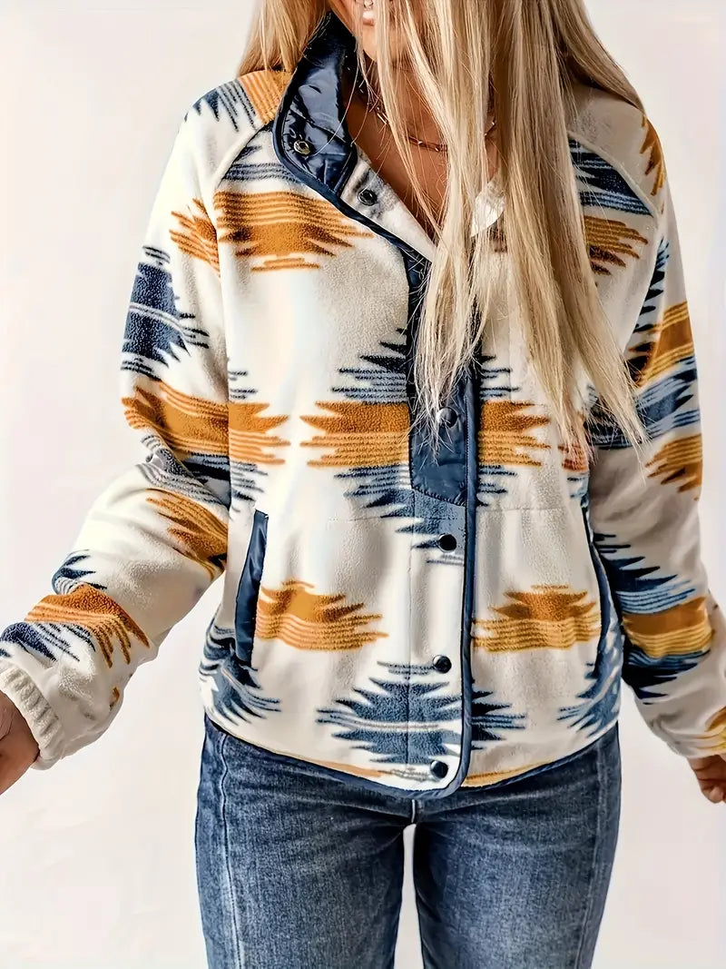 Variant image for Damen Weste Aztekenmuster Baumwollmix Lange Ärmel-6
