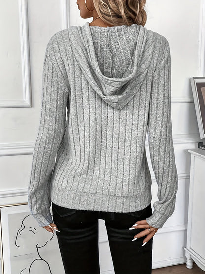 Damen-Hoodie mit Rippdesign, 100 % Baumwolle 4