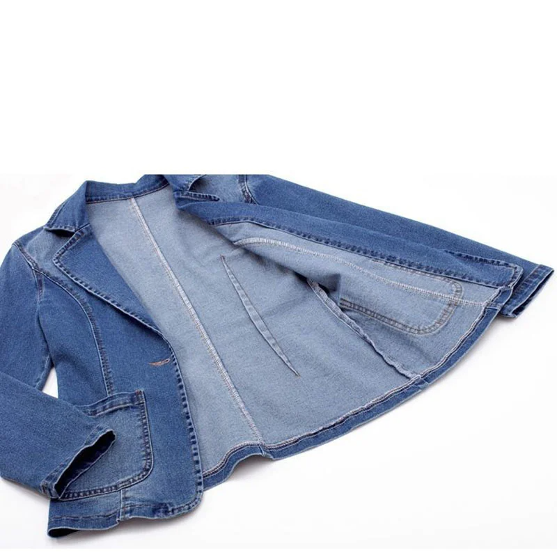 Damen-Jeansjacke, klassischer Blazer, hochwertiger Denim 3