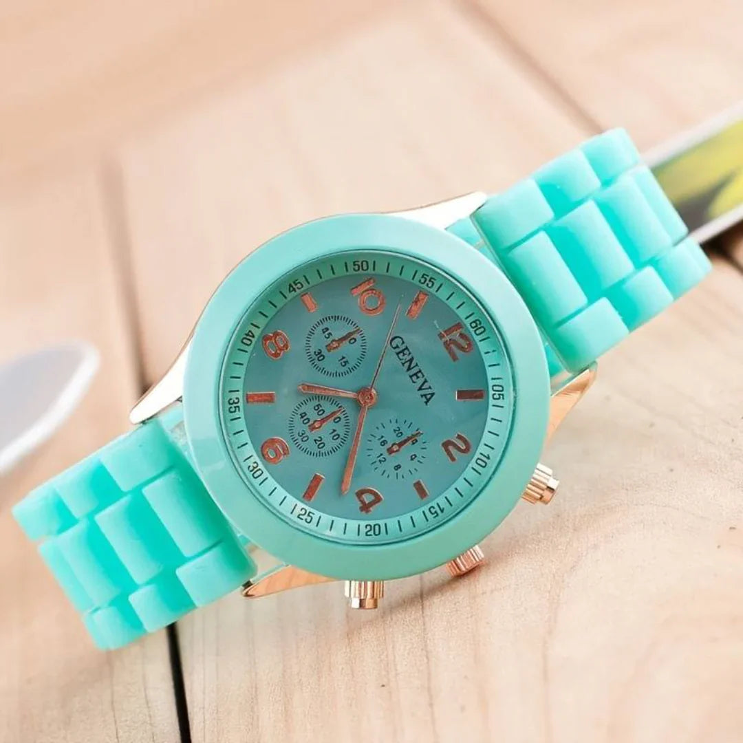 Damen-Damenarmbanduhr, analog, Silikon, klassisch-3