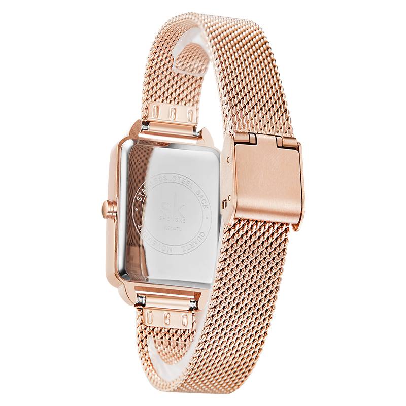 schicke Herrenuhr, rechteckiger minimalistischer Edelstahl 4