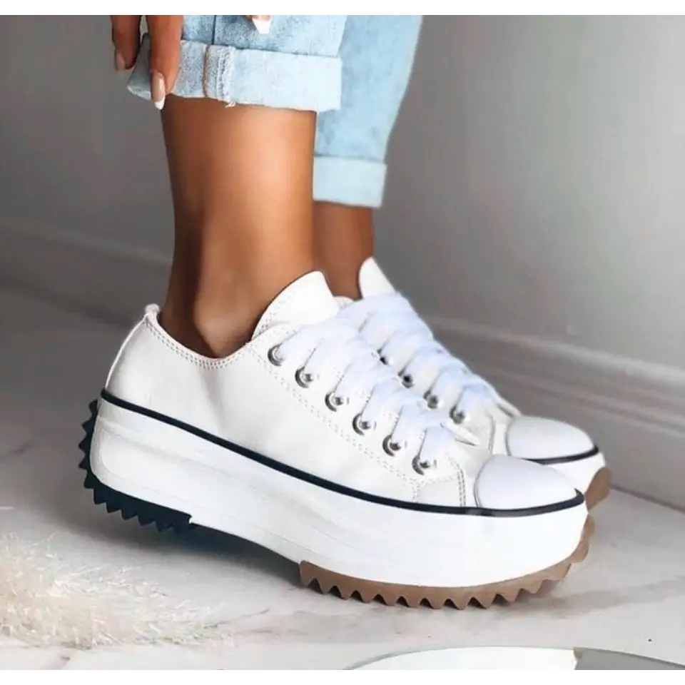 Damen-Plateau-Sneaker, synthetisches Material, bequemes Design 3