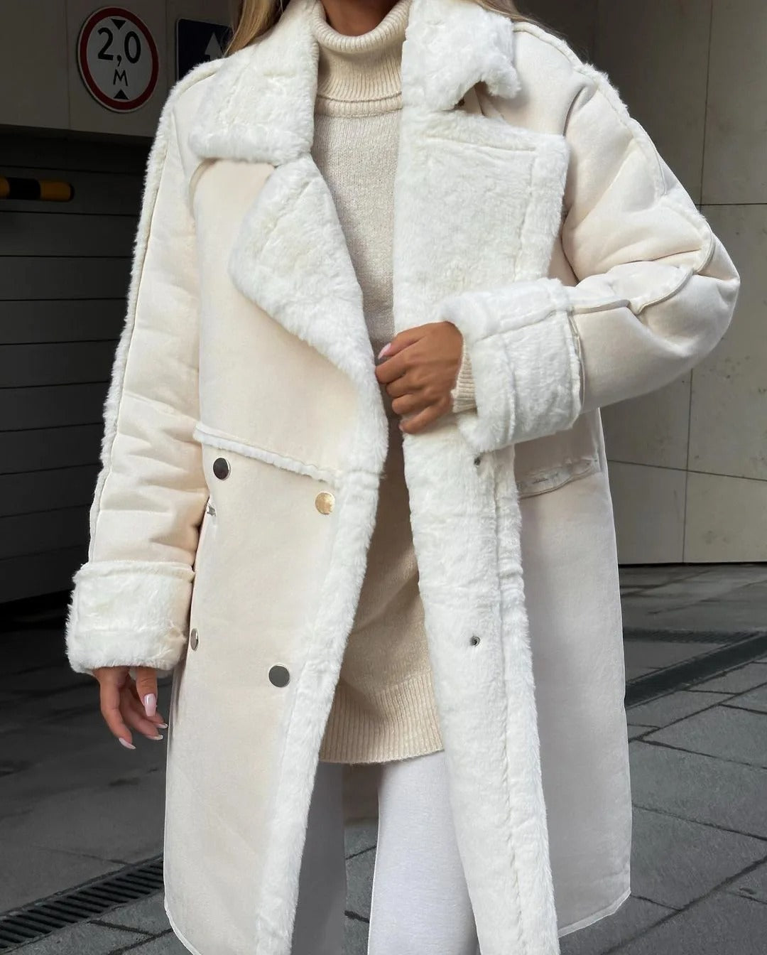 Damen-Mantel, lang, Plüsch, elegant, warme Mäntel-1