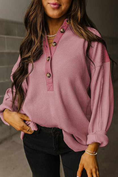 Variant image for Damen-gerippter Pullover mit Knopfdetail, Rippstrickmaterial-1