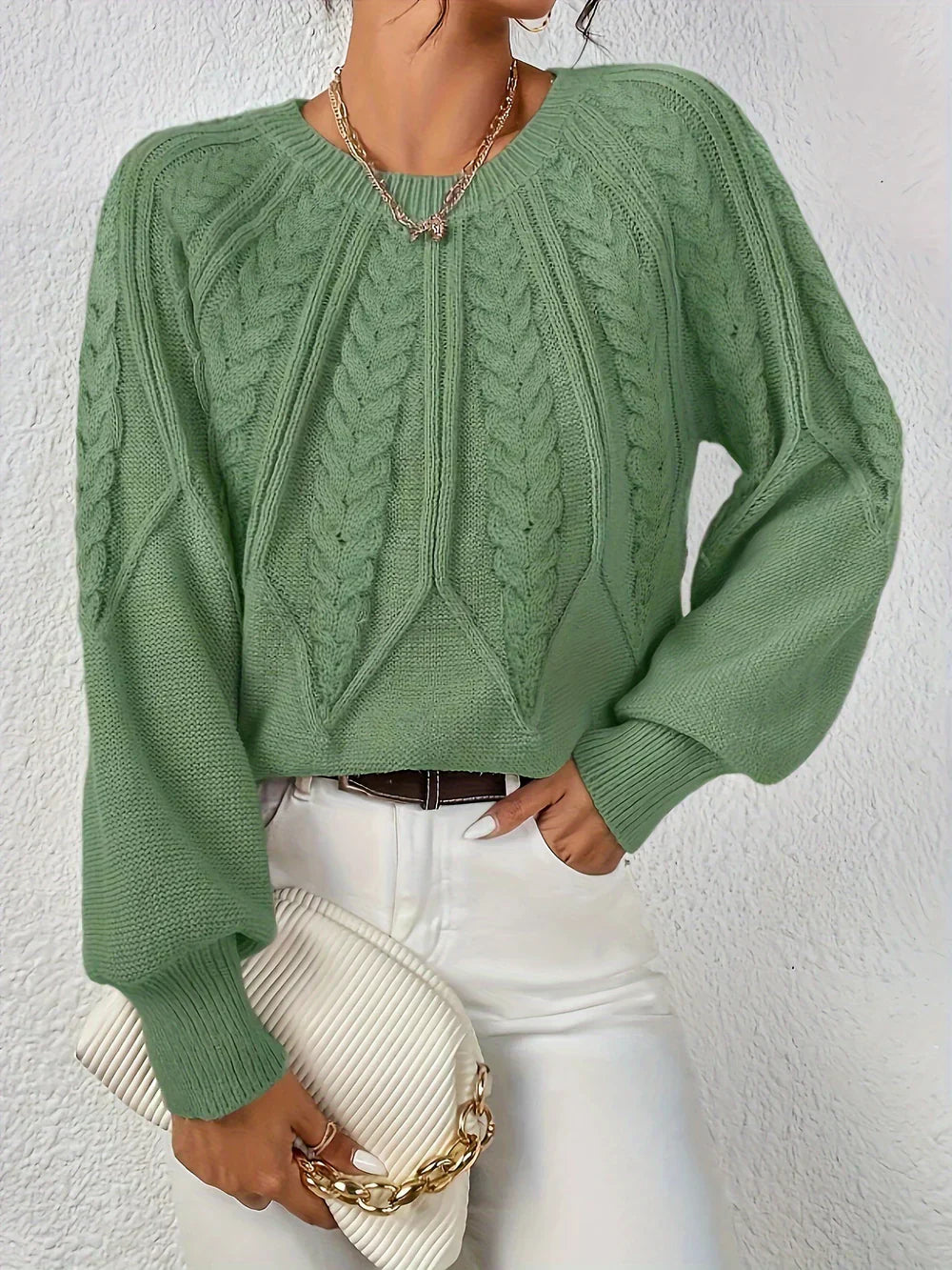Variant image for Damen-Zopf-Strickpullover, casual Acryl, elegant-17