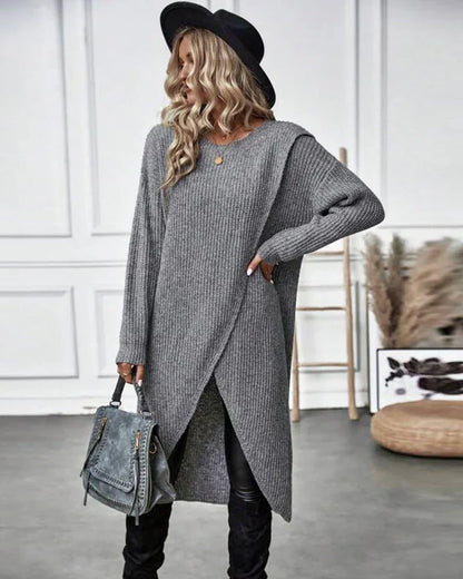 Langer Pullover Damen Fließendes Silhouette Weicher Faser-3