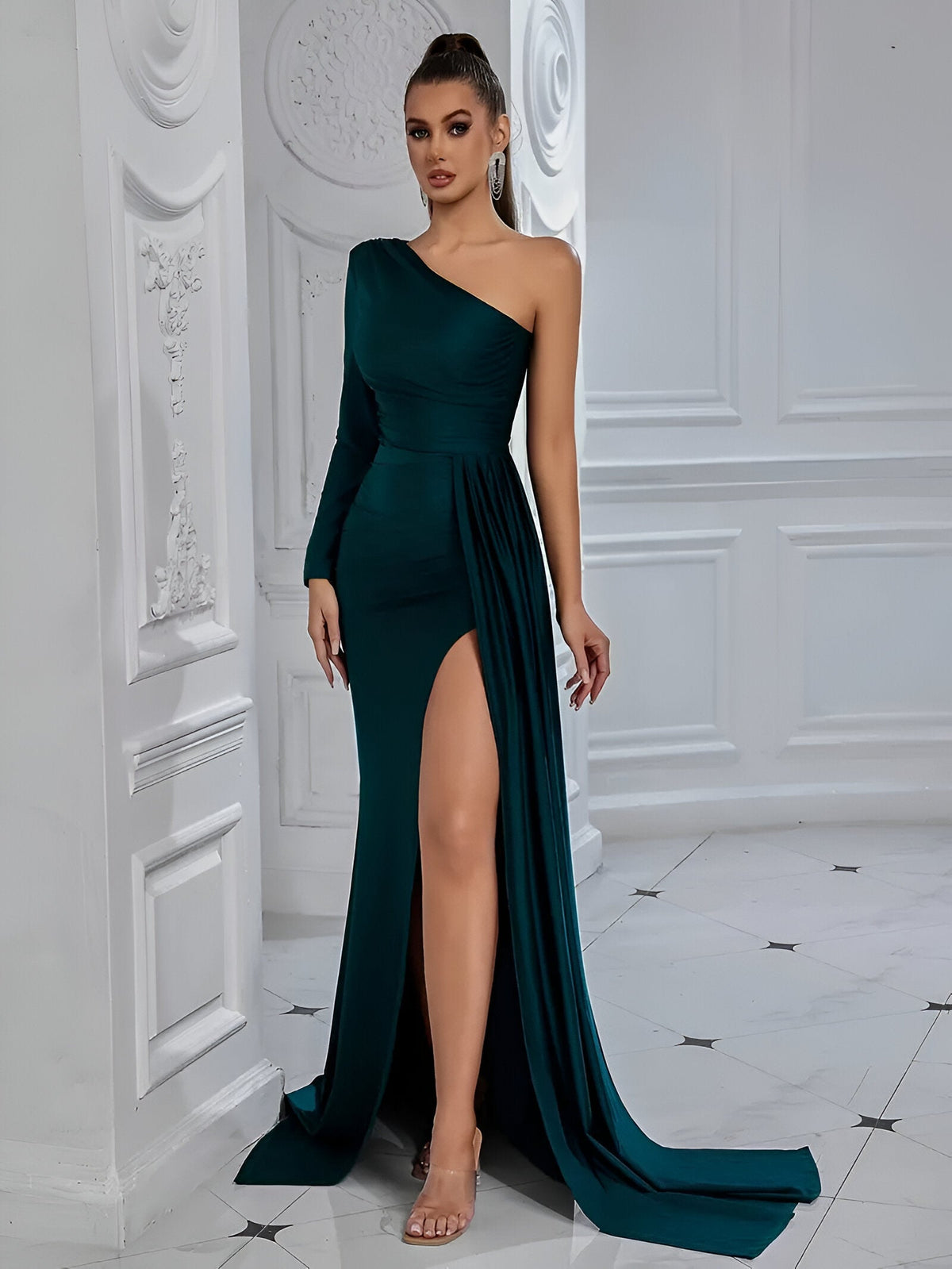 Damen-Abendkleid, drapiert, Seide, elegant 9