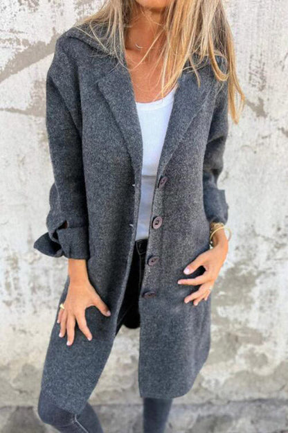 Damen-Midimantel, klassischer Stil, weicher Stoff-2