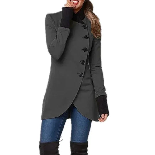 Damenjacke mit Winkelknopfverschluss aus Recyceltem Polyester und Baumwolle 1