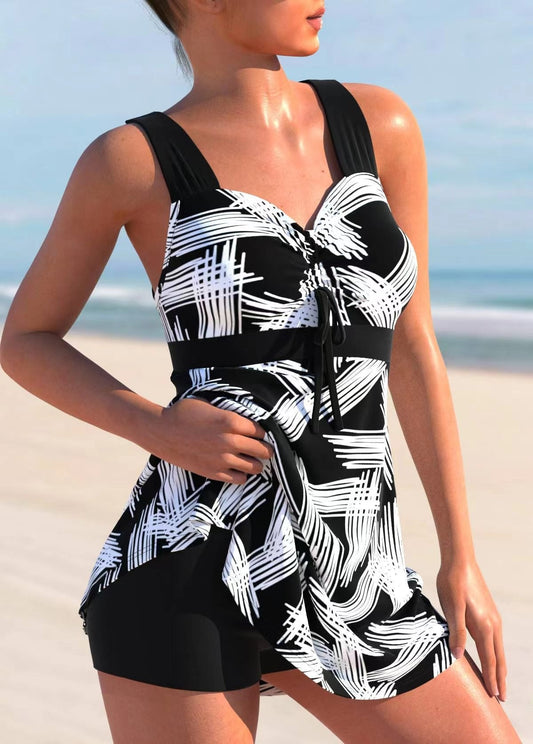 Damen-Tankini, Set, Bruststütze, Bikinihose, aus Nylon, Spandex-1