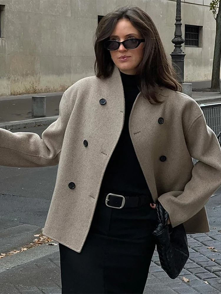 Damen-Trenchcoat, kurz, oversized, hochwertiger Stoff-2