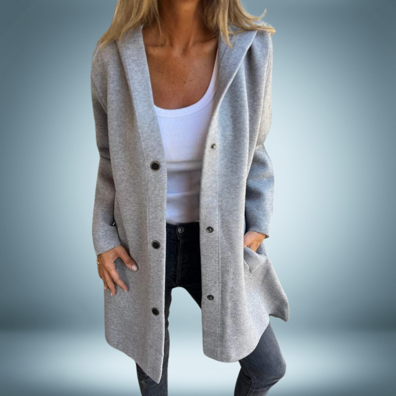 Variant image for Damen-Mantel Lockerer Schnitt mit Kapuze Weiches Material-1