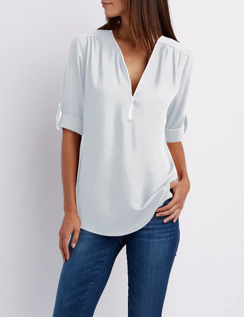 Bluse Damen Oversize Lockere Baumwolle-6