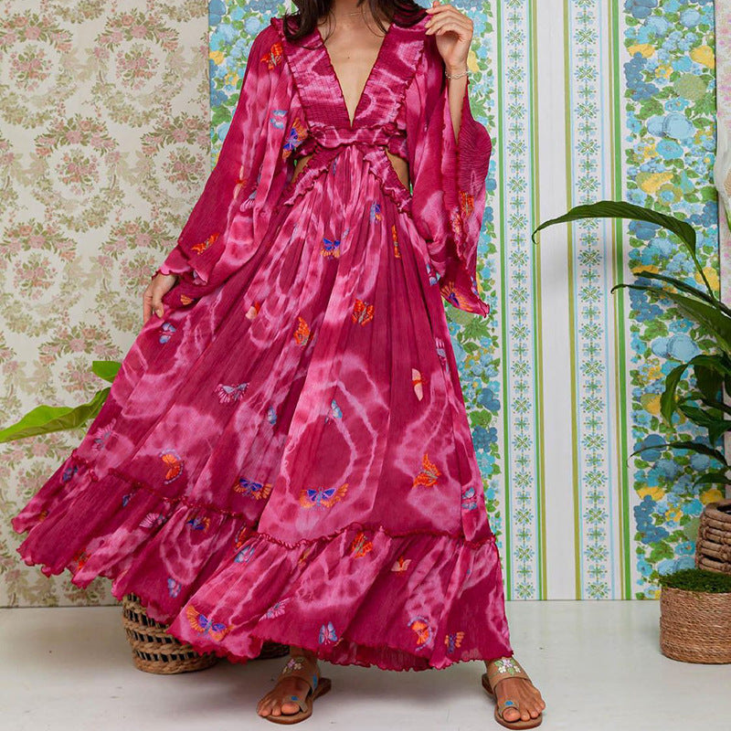 Variant image for Damen-Kleid, Blumenmuster, leichtes Material-1