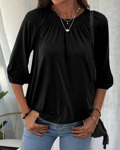 Damenbluse mit Bischofsärmeln aus Hochwertigem Stoff – Elegante Bluse für Büro und Freizeit in S, M, L, XL 5