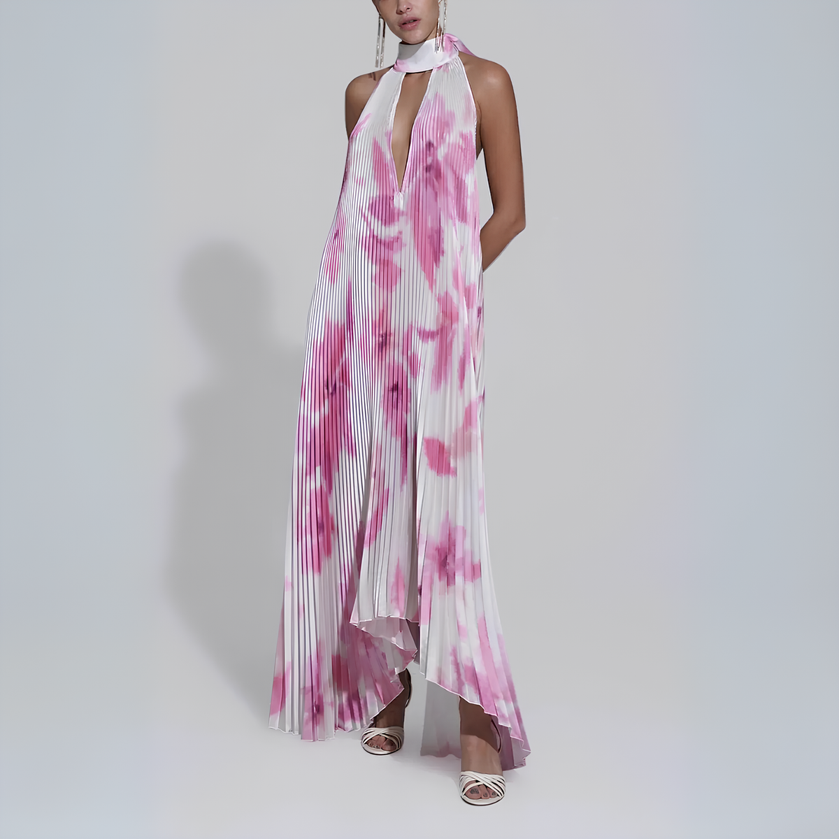 Variant image for Damen-Maxikleid, plissiertes Polyester, elegantes Design-17