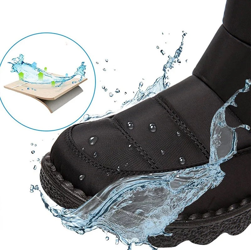 Gefütterte Damen-Winterstiefel aus wasserfestem Material mit rutschfesten Sohlen 2