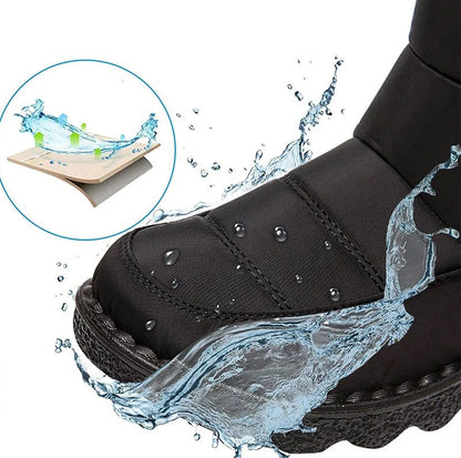 Gefütterte Damen-Winterstiefel aus wasserfestem Material mit rutschfesten Sohlen 2