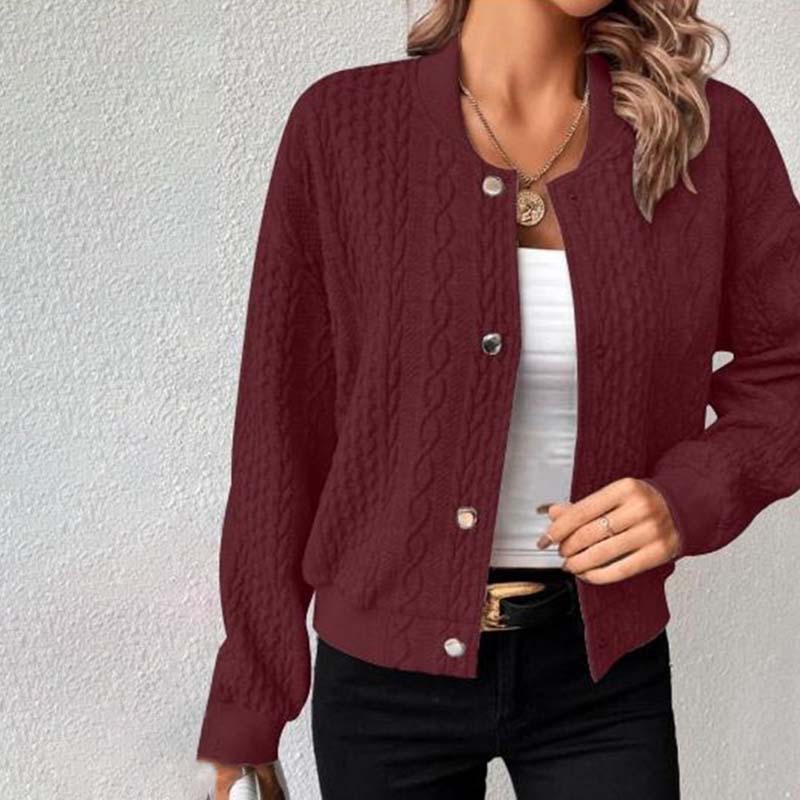 Variant image for Lange Strickjacke Damen Strick Polyester und Baumwolle Casual Cardigan-31