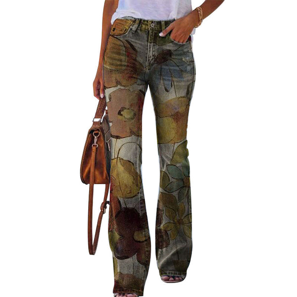 Variant image for Damen-geblümte Hose, klassische Silhouette, hochwertiger Stoff-41