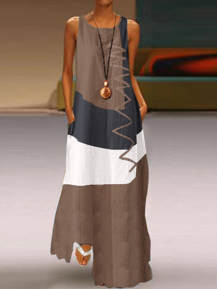 Variant image for Maxikleid Damen Casual Baumwollmischung mit Taschen-1