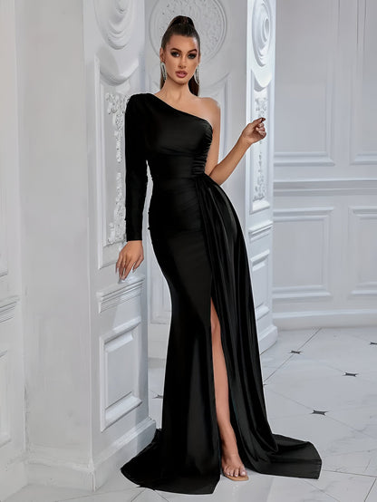 Damen-Abendkleid, drapiert, Seide, elegant 2