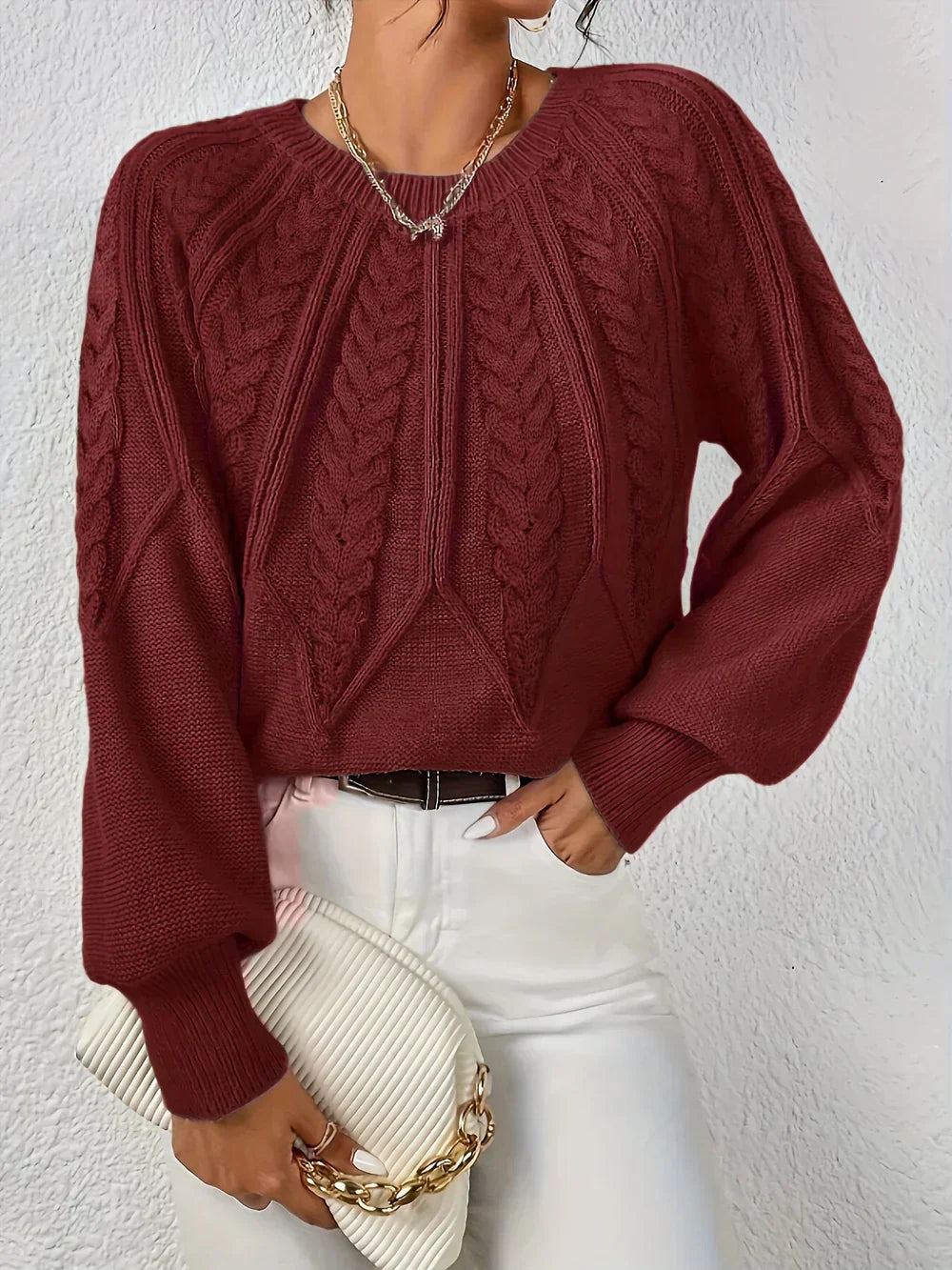Variant image for Damen-Zopf-Strickpullover, casual Acryl, elegant-25