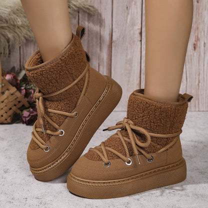 Damen-Schneestiefel, mit dicker Sohle und Schnürsystem, synthetisch-4