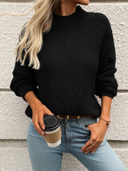 Damen-Rollkragenpullover, elegant, gestrickt, Herbst-5