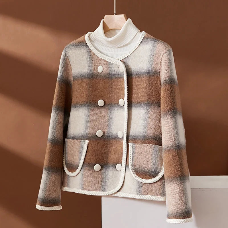 Kurze Damen-Wolljacke, eleganter Stil, 100% Wolle-3