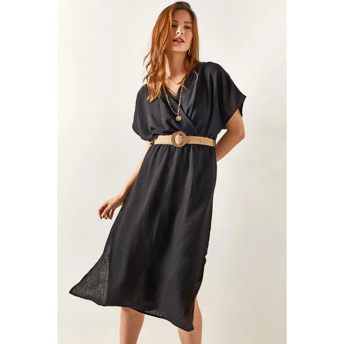 Damen-Sommerkleid mit doppelten Schlitzen aus 100% Baumwolle-6