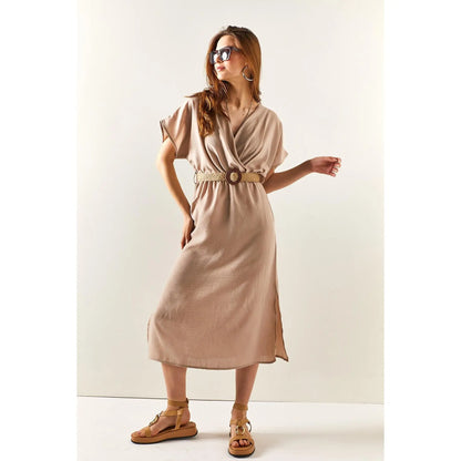Damen-Sommerkleid mit doppelten Schlitzen aus 100% Baumwolle-3