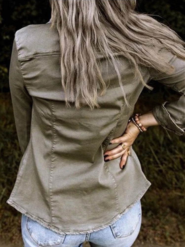 Damen-Freizeitjacke mit langen Ärmeln aus Baumwolle und Polyester – modernes und elegantes Design für Herbst/Winter 3