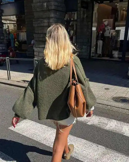 Damen-Strickpullover mit Ballonärmeln, leicht, weiches Material-3