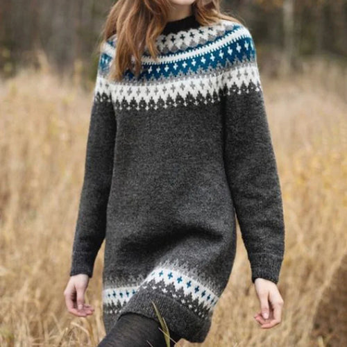 Damen Winterpullover Norwegisches Design Weiches Acryl-1