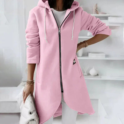 Damenjacke Hoodie mit Reißverschluss und Kapuze aus Baumwolle und Polyester 1