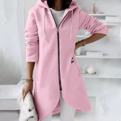 Damen-Hoodie, lang, mit Reißverschluss, erstklassiges Material-1